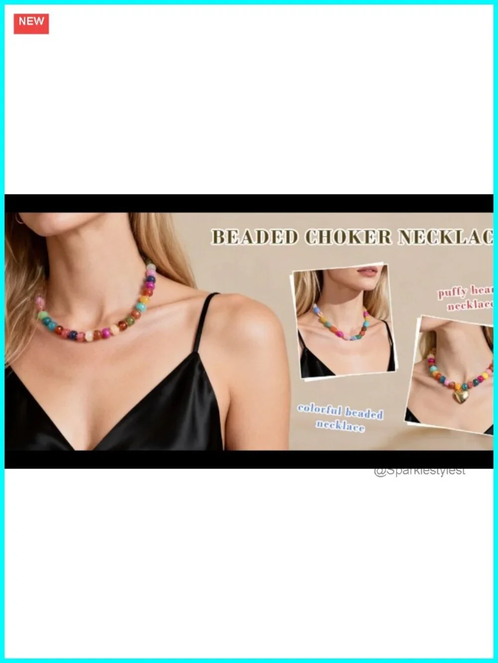 Boho Resin Beaded Choker Necklace Chunky Statement Summer Jewelry